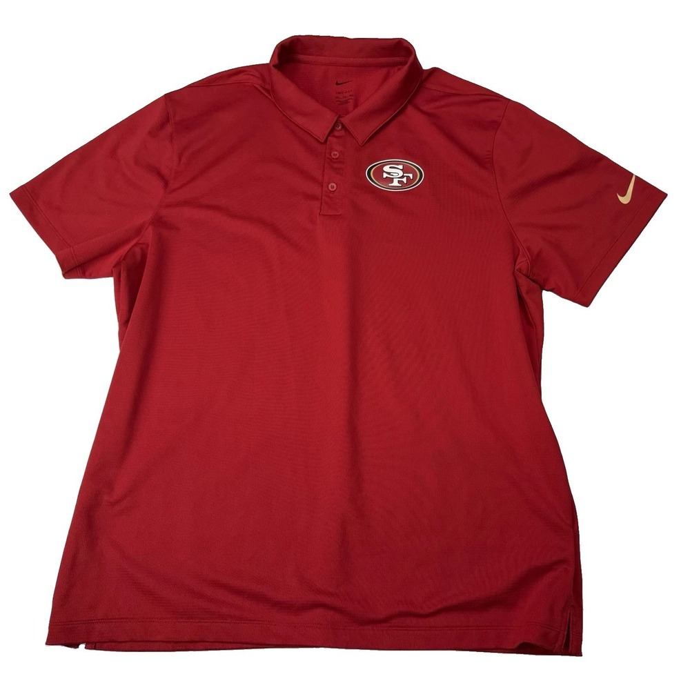 Nike Dry Fit NFL San Francisco 49ers Polo Shirt Men 2XL Red SS Polyester